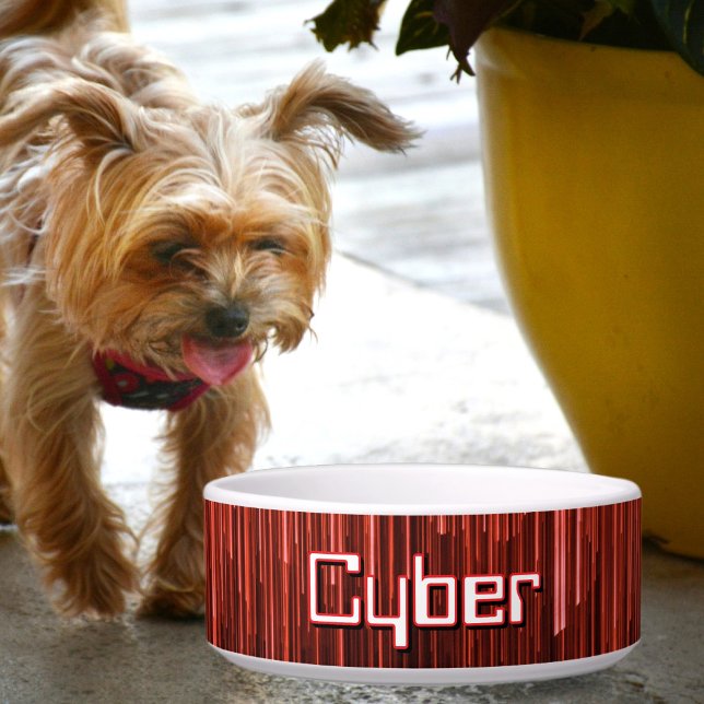 Comedero Mascota personalizado rojo y negro del ciberespaci (Subido por el creador)