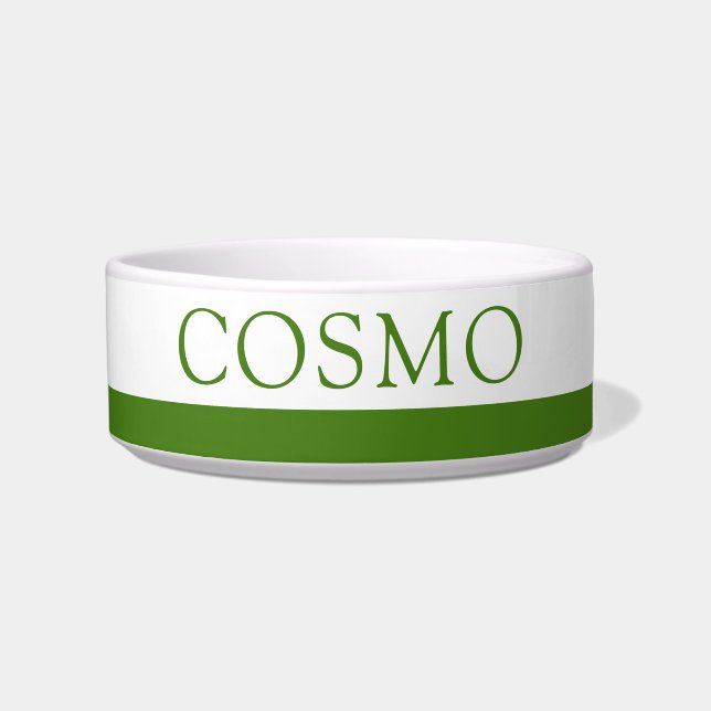 Comedero Mascota personalizado verde nombre alimento para p (Frente)