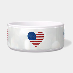 Comedero Mascota Purpurina del 4 de julio con bandera estad