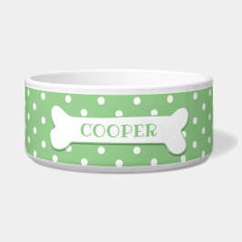 Comedero Mascotas de huesos de perro de Polka blanco verde 