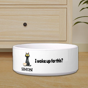 Comedero ¿Me Desperté Por Esto? Gato negro personalizado