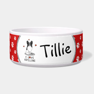 Comedero Me encantan los Papillones (blancos y negros) Cora