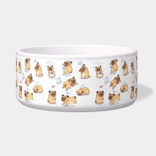 Comedero Me encantan los Pugs (Frente)