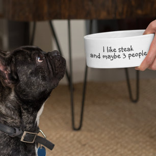 Comedero Me gusta el Mascota del humor gracioso de Steak