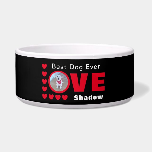 Comedero Mejor Perro Jamás Corazón Rojo Nombre Negro (Frente)