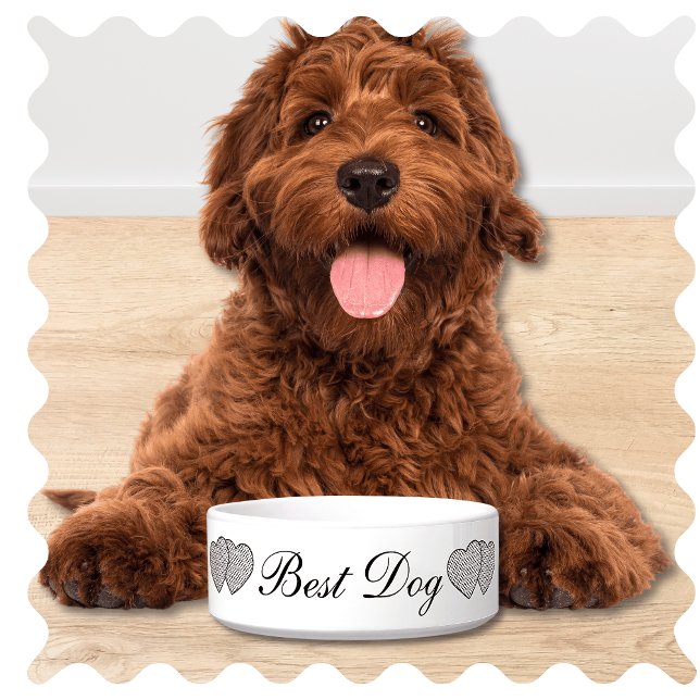 Comedero Mejor Tazón de Perro Boda (Best Dog of Honor Wedding Day Reception Pet Bowl. Cute Modern White with Elegant Script. )