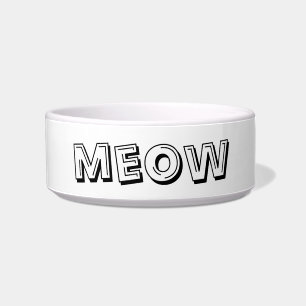Comedero Meow personalizado blanco negro gato moderno de te