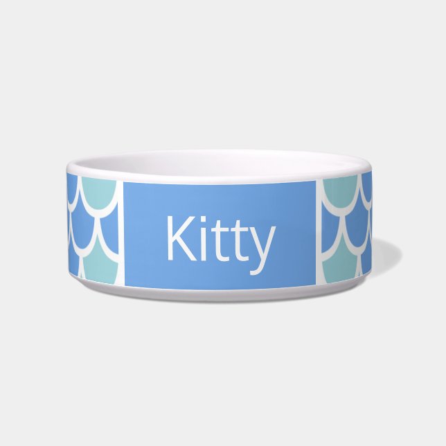 Comedero Mermaid Scales Kitty Cat Name Bowl (Frente)