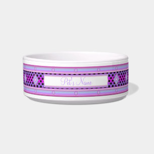 Comedero Metálico púrpura con cuadrados negros