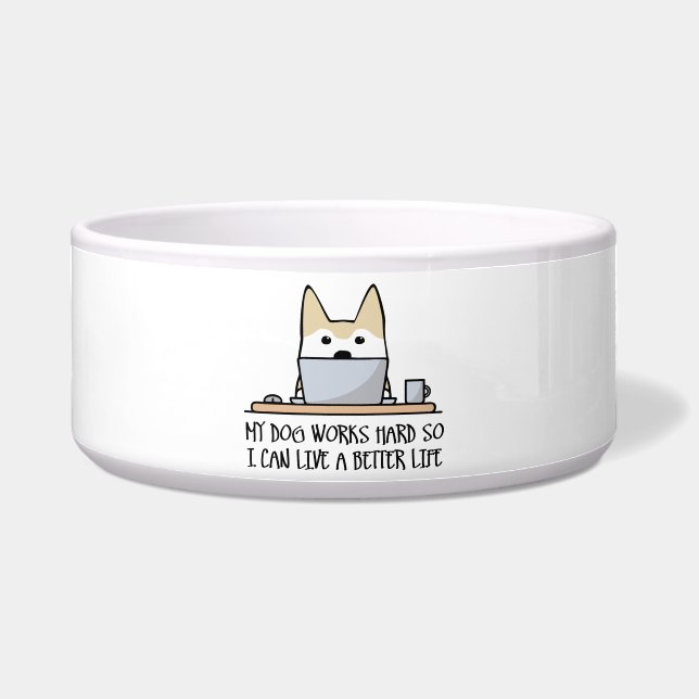 Comedero Mi perro trabaja duro (Frente)