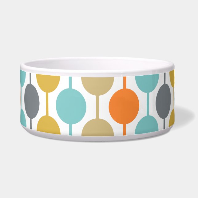 Comedero Mid-Century Modern Retro Geometric Circles Pattern (Frente)