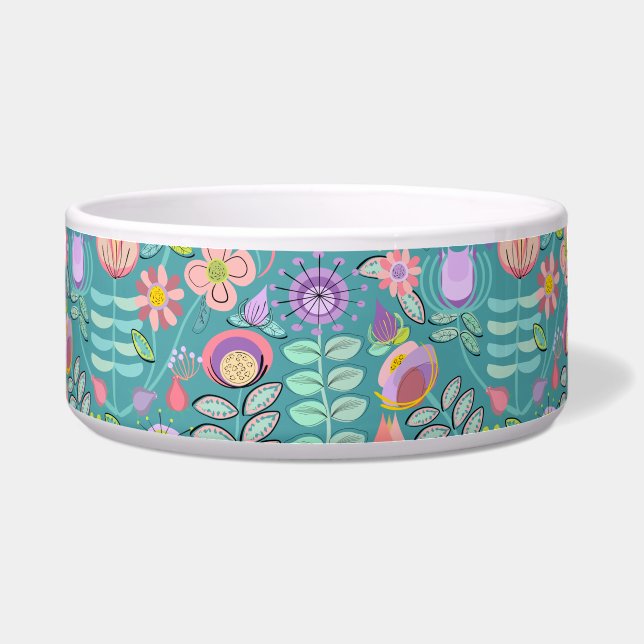 Comedero Midcentury Floral Green (Frente)