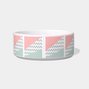 Comedero Mint y coral de Chevron gris