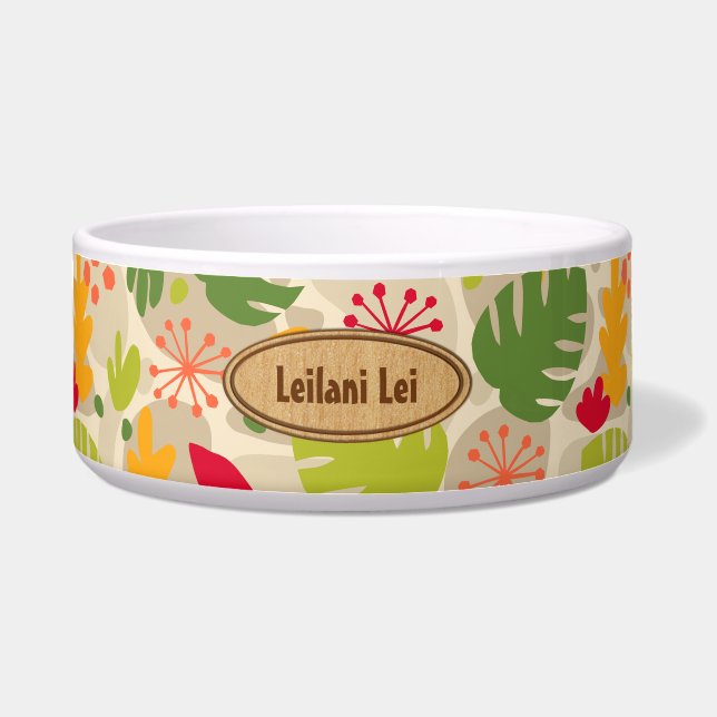 Comedero Mod Monstera Leaf Resumen Tropical Hawaiano - Cáli (Frente)