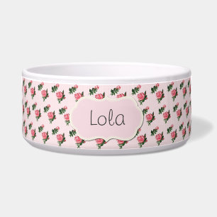 Comedero Moda de cabaña Rosas rosadas Personalizado Tazón d