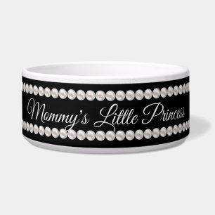 Comedero Moda de Perlas Lujosas Mascota Princesa Personaliz
