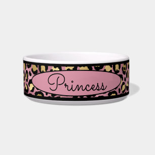 Comedero Moda Mascota de patrón de piel de leopardo rosa