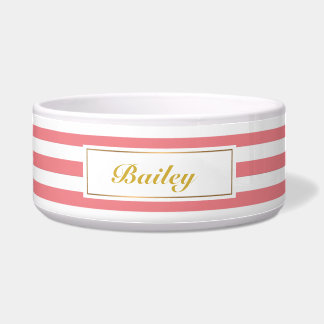 Comedero Moda Rubor Tazas rosadas Tazón de perro dorado