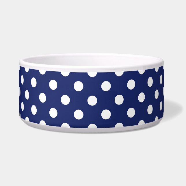 Comedero Modelo de lunar de los azules marinos y del blanco (Derecha)