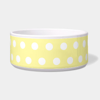 Comedero Modelo de lunares amarillo. Manchado