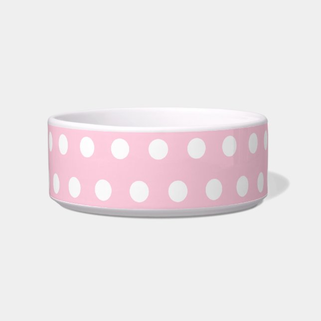 Comedero Modelo de lunares rosado y blanco (Frente)