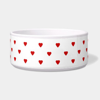 Comedero Modelo rojo de los corazones en un fondo blanco