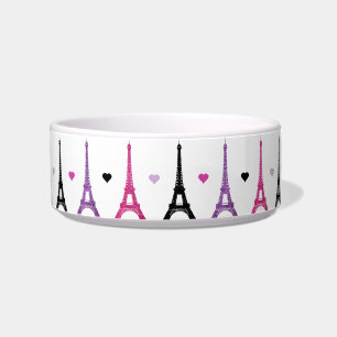 Comedero Modelo rosado y púrpura de la torre Eiffel