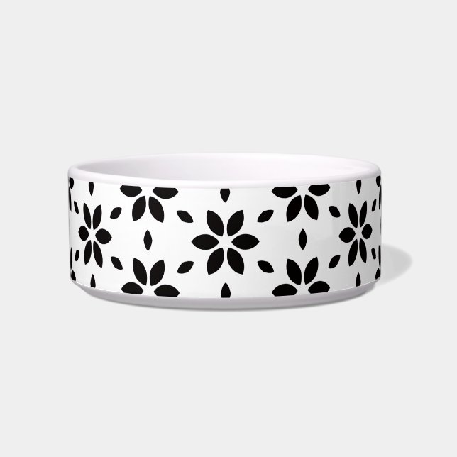 Comedero Modern Black and White Abstract Floral  (Frente)