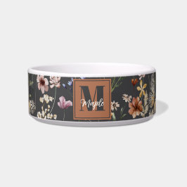 Comedero Modern Boho Floral Monogrammed Pet 