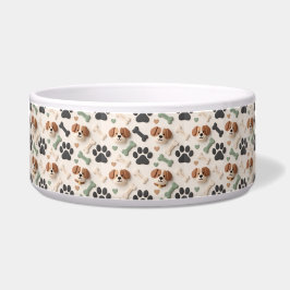 Comedero Modern Farmhouse Sage Green Paw Print Ceramic Dog