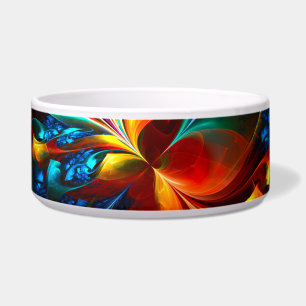 Comedero Modern Floral Resumen Art Naranja Patrón Azul #14