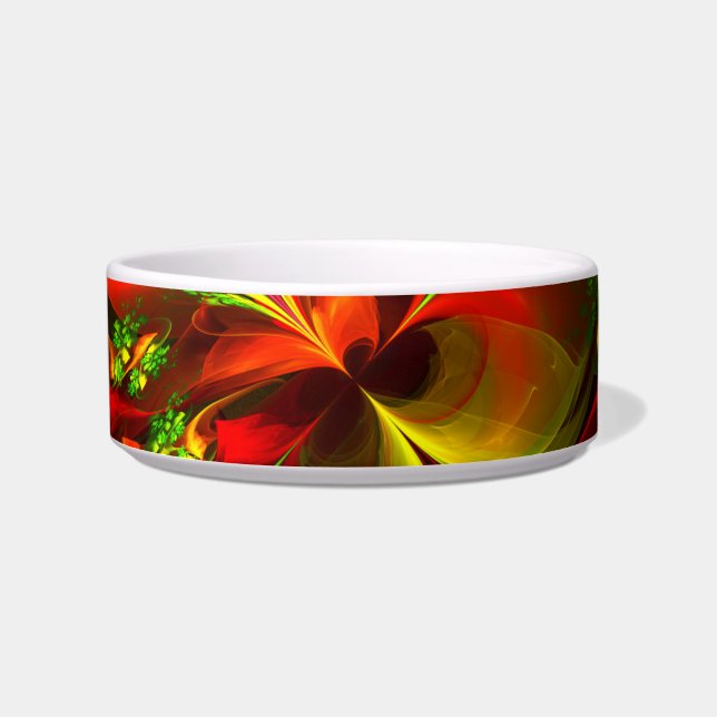 Comedero Modern Red Green Floral Abstract Art Pattern #05 (Frente)