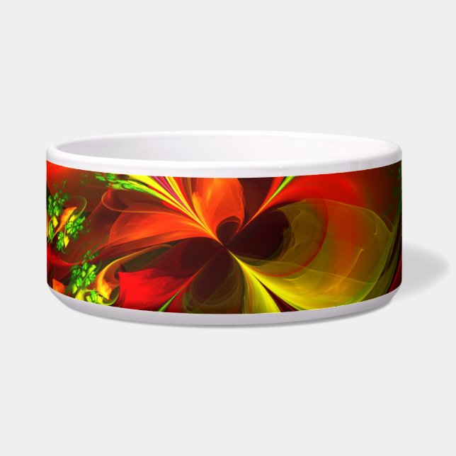 Comedero Modern Red Green Floral Abstract Art Pattern #05 (Frente)