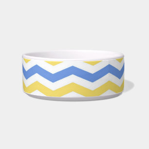 Comedero Moderno, moderno, elegante chevron azul y amarillo