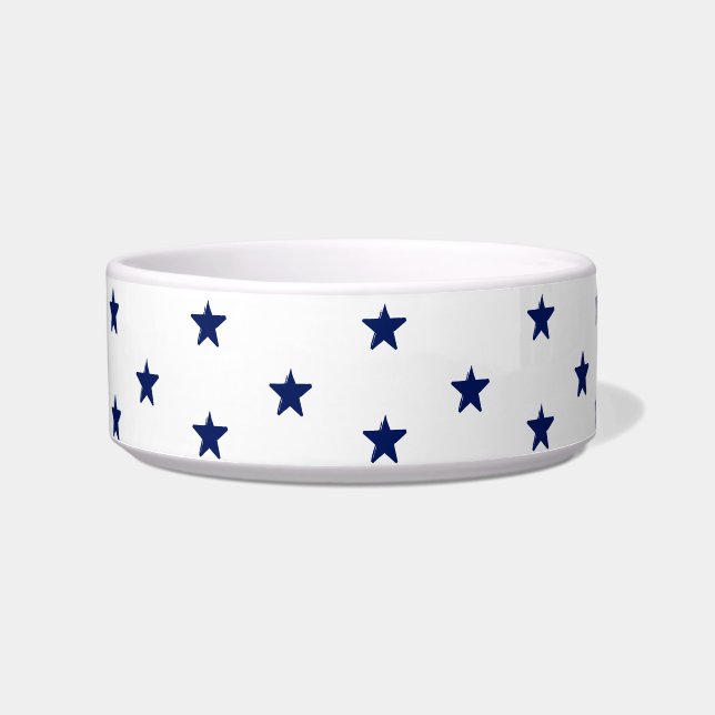 Comedero Moderno patrón de estrellas azul marino y blanco g (Frente)
