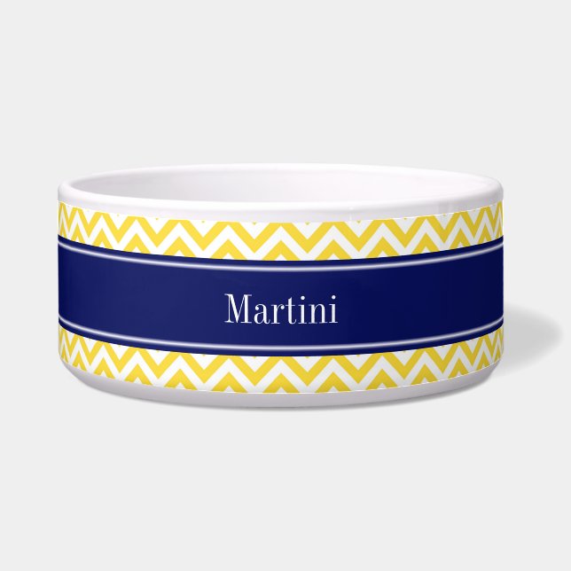 Comedero Monograma con nombre azul de la marina de cheurón  (Frente)
