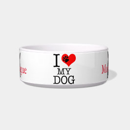 Comedero Monograma de Bulldog francés me encanta mi perro l