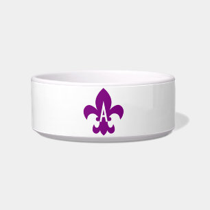 Comedero Monograma de flor morado y blanco de liis