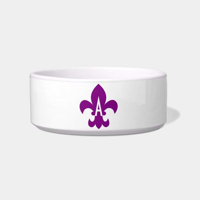 Comedero Monograma de flor morado y blanco de liis (Frente)