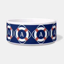 Comedero Monograma de Navy Blue Nautical Lifesaver