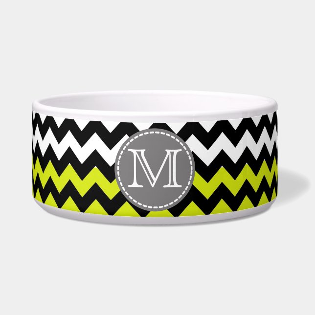 Comedero Monograma de zigzag verde negro (Frente)