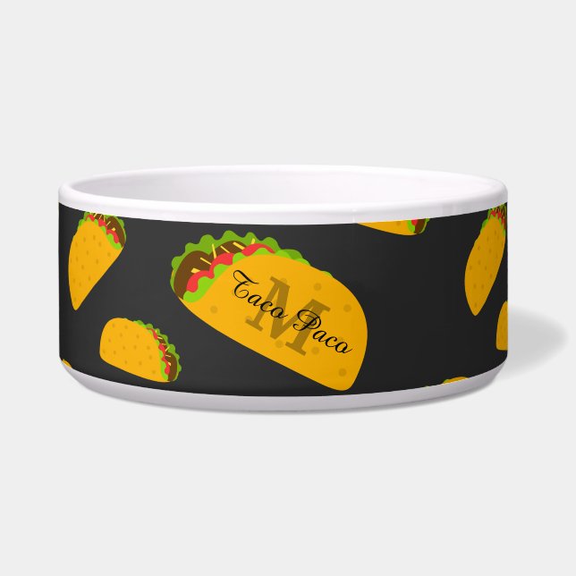 Comedero Monograma del patrón de taco delicioso de Guay (Frente)