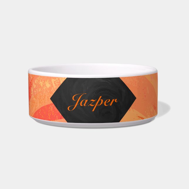 Comedero Monograma negro y Naranja del lago de fuego (Frente)