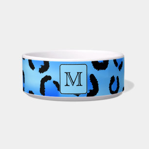 Comedero Monograma personalizado, modelo azul del estampado