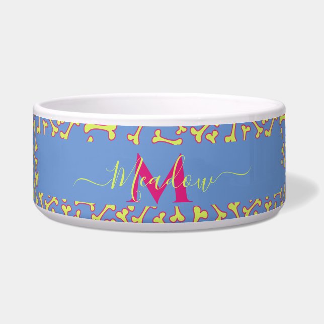 Comedero Monograma Personalizado Perro Hueso Personalizado  (Frente)