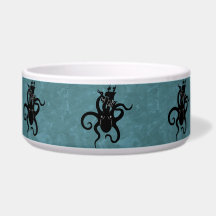 Monstruo marino azul y kraken negro con barco