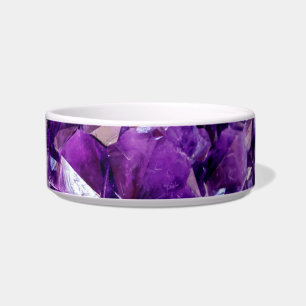 Comedero Morado Ametist Crystal Geode Cerámica Tazón de Per