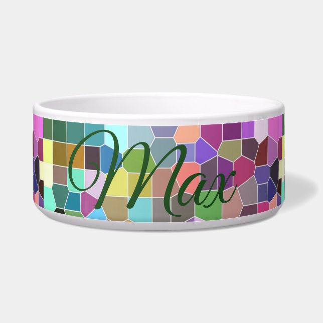 Comedero Mosaico de flores personalizado (Frente)