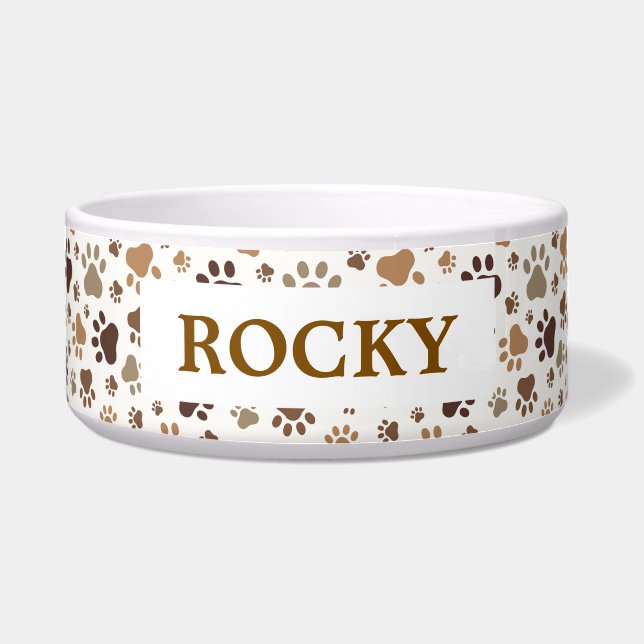 Comedero Muddy Paw Prints - Large Personalised Pet Bowl (Frente)