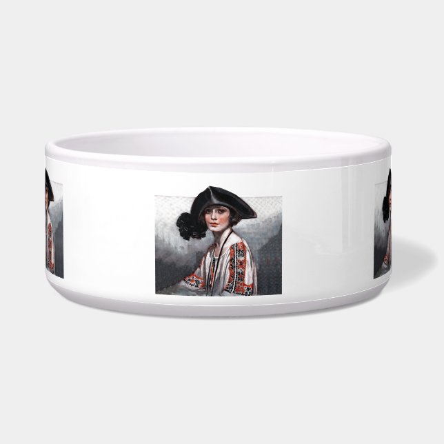 Comedero Mujer en blusa bordada (Frente)